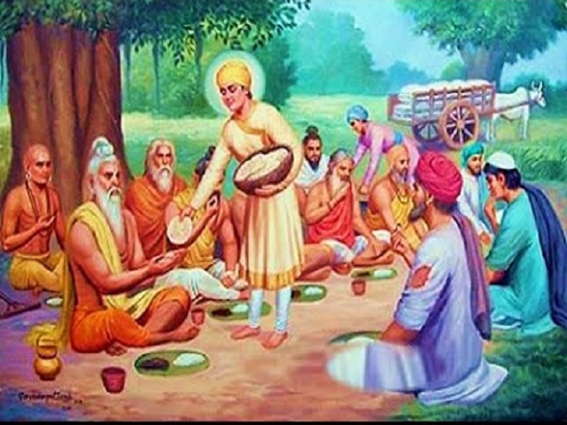 Guru Nanak distributed food among the less fortunate