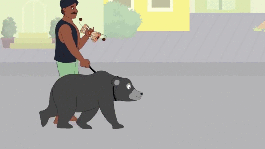 man arrived with a trained bear